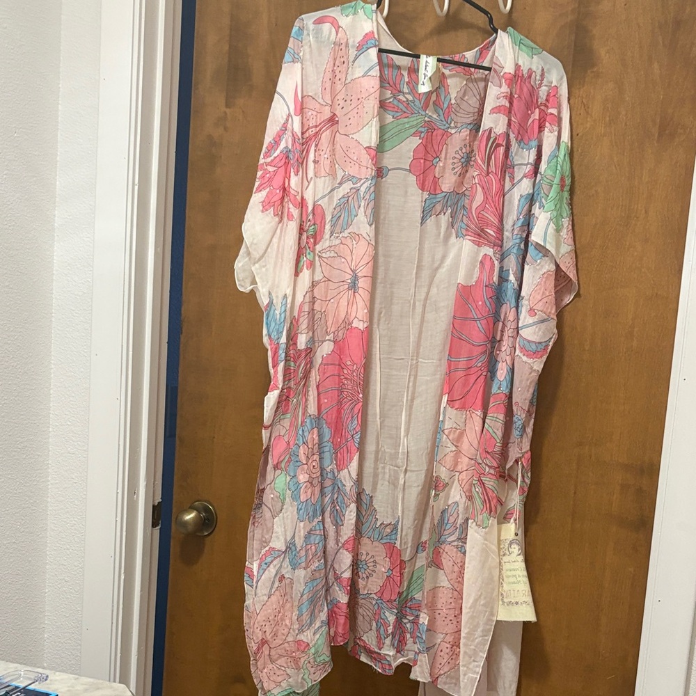 71. Aratta Floral Sheer Beaded Kimono
